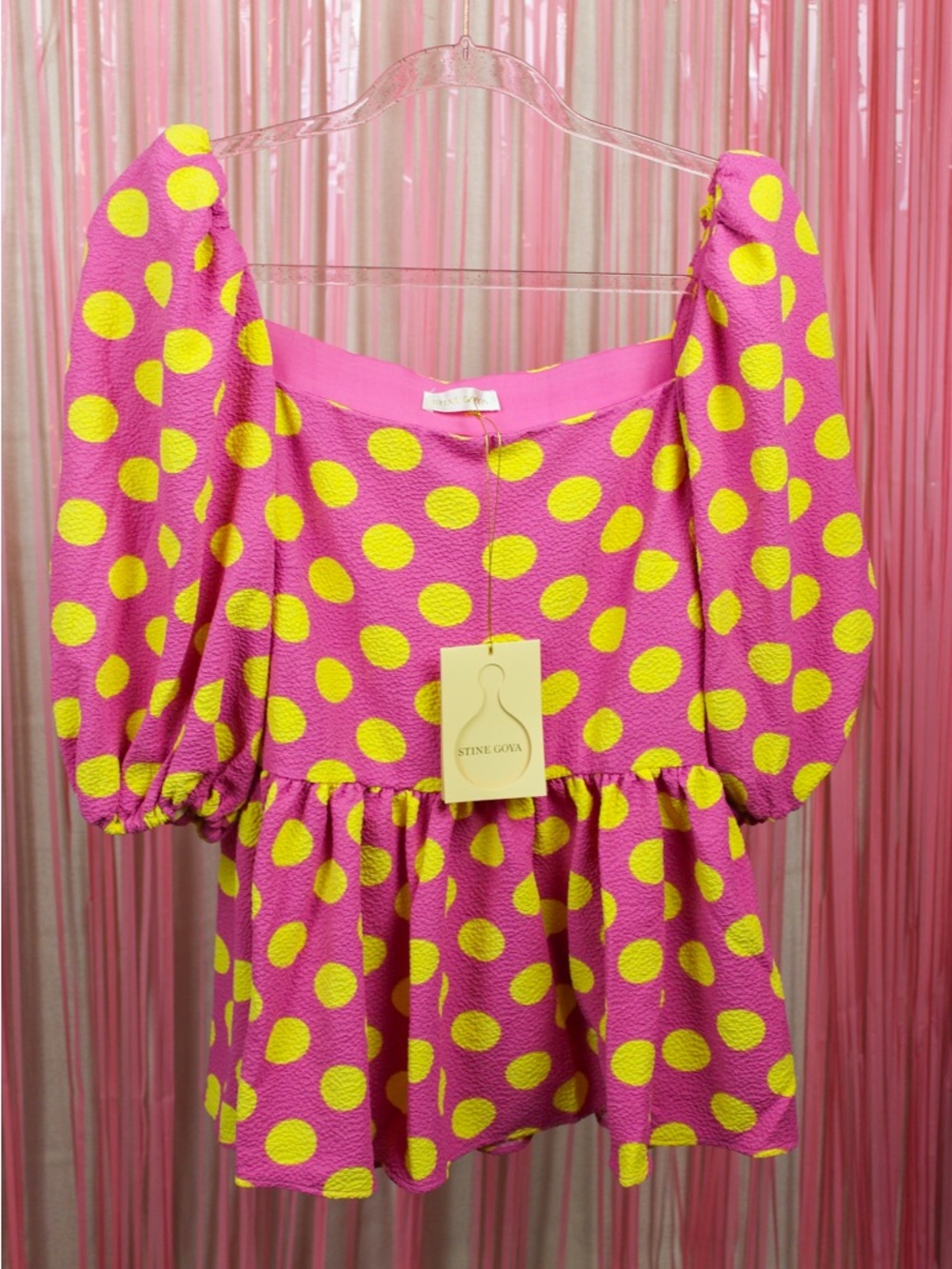 NWT STINE GOYA polka dot blouse SZ L